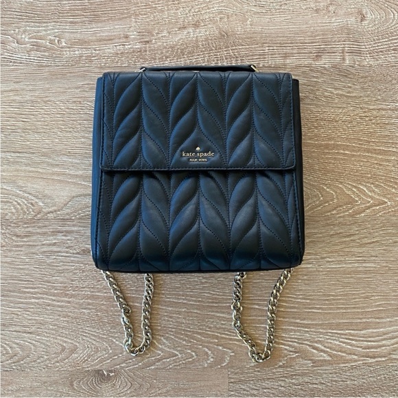 kate spade Handbags - kate spade Quilted Black Leather Chain Strap Backpack